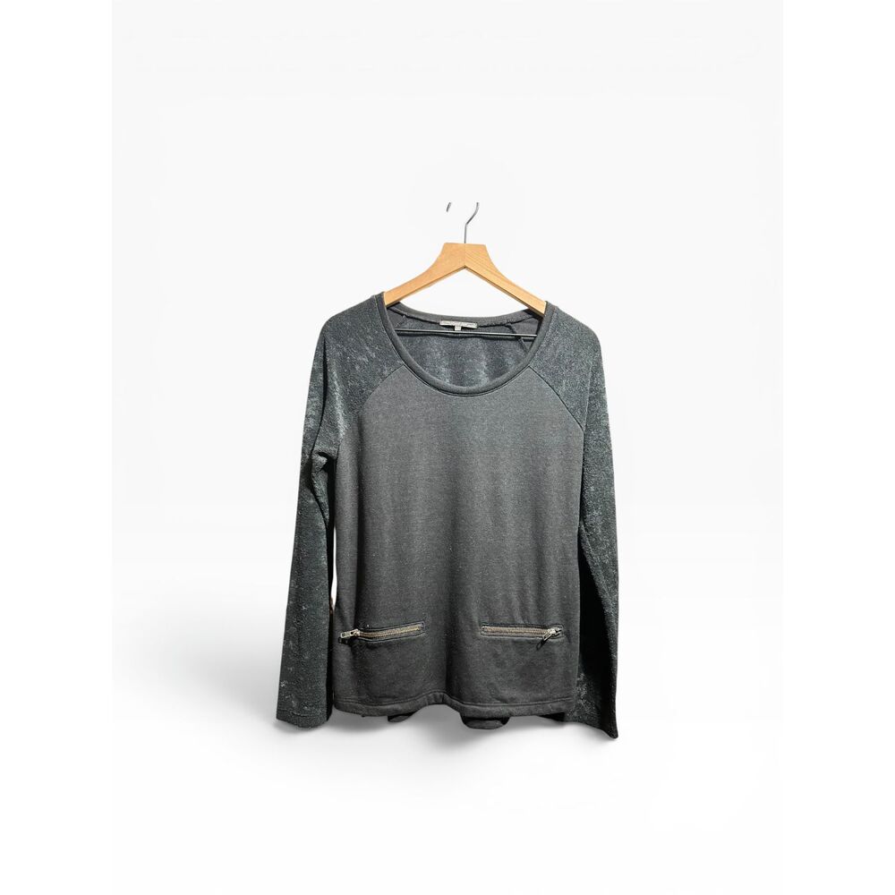 Michael Stars Top Women’s Medium Black Crewneck Raglan Sleeve Black Cozy Knit